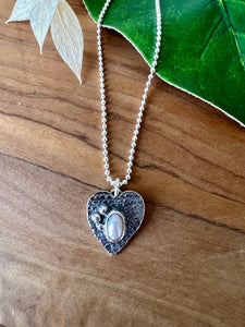Mauve Pearl Heart Necklace