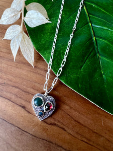 Candy Heart Necklace- Aventurine, Garnet and Labradorite Gemstones