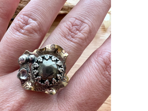 Pyrite Mixed Metal Ring, size 6.75