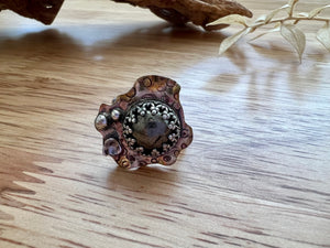 Pyrite Mixed Metal Ring, size 6.75