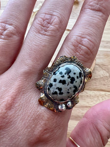 Dalmatian Jasper Ring, size 7