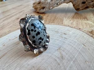 Dalmatian Jasper Ring, size 7